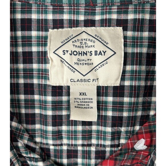 ST JOHNS BAY 2XL Color Block Plaid Patchwork Long Sleeve Button Retro - Picture 7 of 8